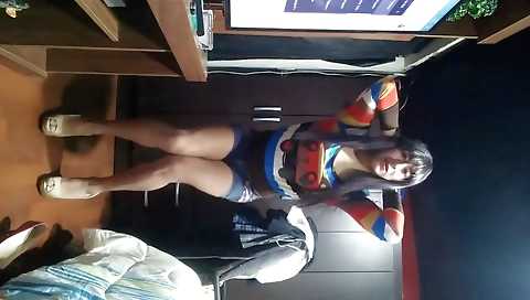 Sexy teen fucks herself with a strapon and rides it off