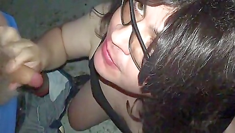 Busty brunette gets her tight pussy filled with cum by two big men