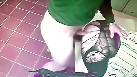 Busty milf gets fucked by her black lover in stockings