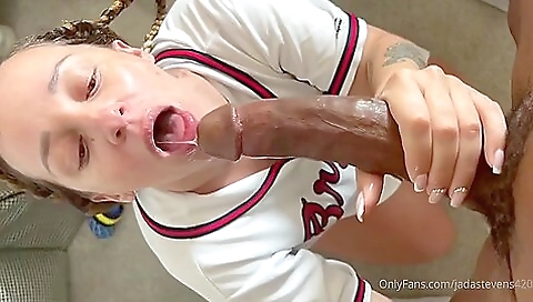 Brunette ebony with a tattoo is fucked hard in POV