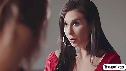 Tattooed shemale fumbles on her stepbrother's cock