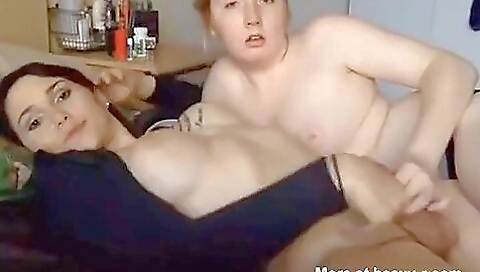 Hot amateur brunette and blonde rimjob in a threesome