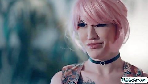 Big ass redhead brunette and her big dick lover in stockings